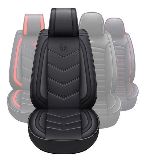 Funda Cubre Asiento Auto GrandPrix Ecocuero Premium Univers Negro/Rojo Negro-0