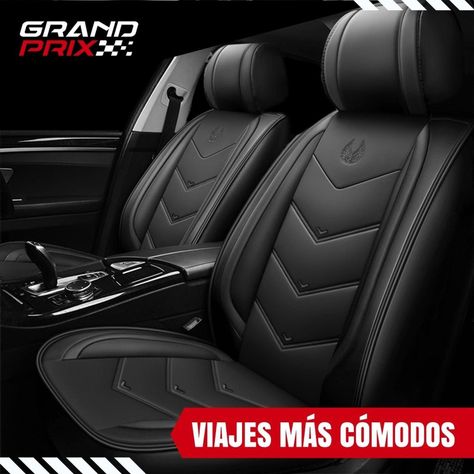 Funda Cubre Asiento Auto GrandPrix Ecocuero Premium Univers Negro/Rojo Negro-1