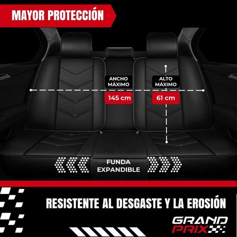 Funda Cubre Asiento Auto GrandPrix Ecocuero Premium Univers Negro/Rojo Negro-2