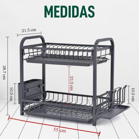 Secaplatos Escurridor Inoxidable 2 Niveles Gran Capacidad-5