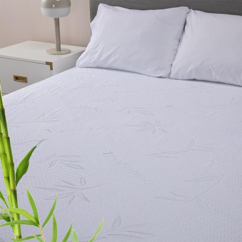 Cubre Colchon Protector Impermeable Bambú blanco-1
