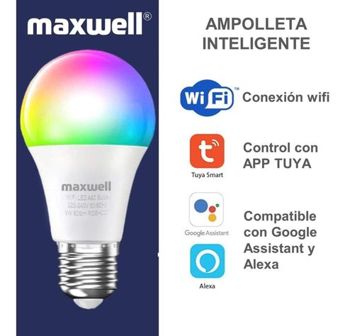 Ampolleta Inteligente LED Maxwell E27 Wifi App Rgb 9 W x1-1