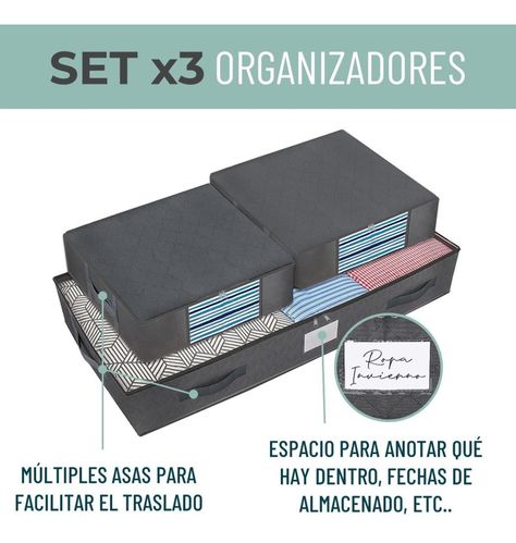 Organizador de Ropa Bajo Cama CasaTua Almacenamiento Set x 3-1
