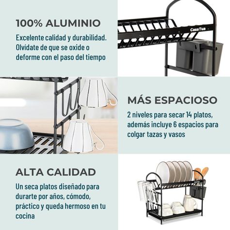 Secaplatos Escurridor 2 Niveles Aluminio 100% Inoxidable-3