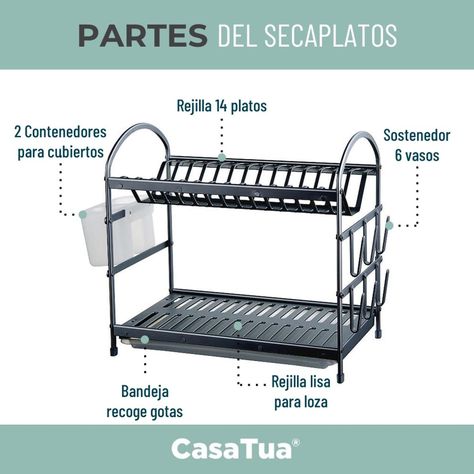 Secaplatos Escurridor 2 Niveles Aluminio 100% Inoxidable-4