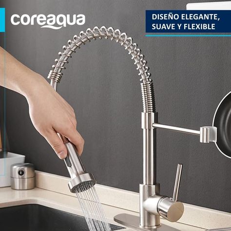 Llave Monomando Lavaplatos Flexible Griferia Niquel-2