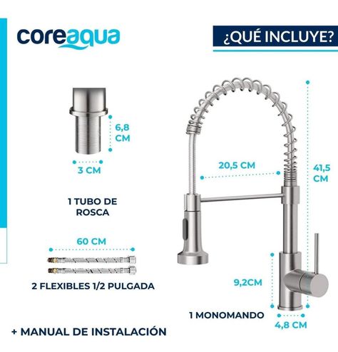 Llave Monomando Lavaplatos Flexible Griferia Niquel-8