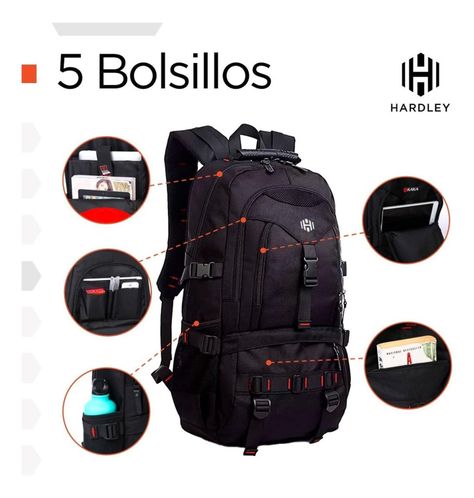 Mochila Notebook Outdoor Hardley Impermeable Nylon Balistico-1