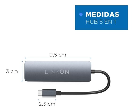 Hub Adaptador Usb Tipo C 5 en 1 Linkon Para Mac Macbook Win-7