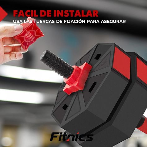 Mancuernas Ajustables Set 30 Kg Total Fitnics Unibles +Barra-2