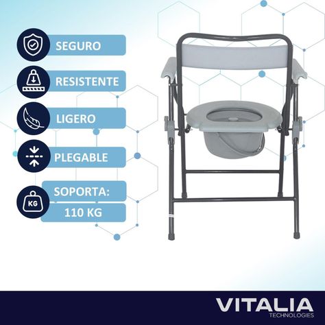 Silla de Baño Ducha Adulto Mayor Vitalia Plegable Portatil-2