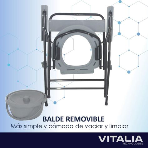 Silla de Baño Ducha Adulto Mayor Vitalia Plegable Portatil-3