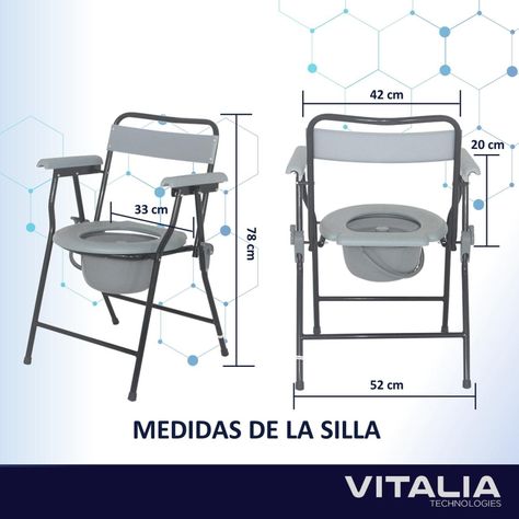 Silla de Baño Ducha Adulto Mayor Vitalia Plegable Portatil-6