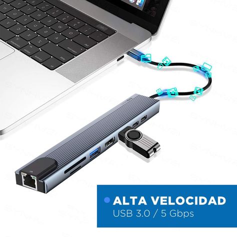 Hub Adaptador Usb Tipo C 8 En 1 Linkon Para Mac Macbook-2