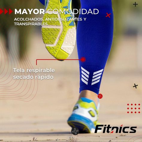 Medias Futbol Deportivas Sin Pie Pantorrillera Fitnics Set 2 azul-5