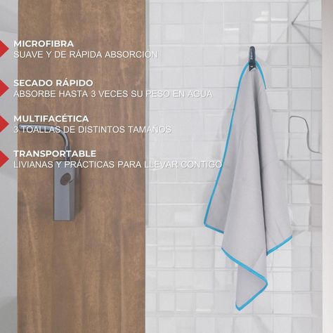 Toalla Microfibra Set 3 Fitnics Secado Rapido +Estuche Viaje-6