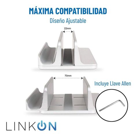 Soporte Notebook Ipad Base Vertical Aluminio 2 en 1 Linkon-5