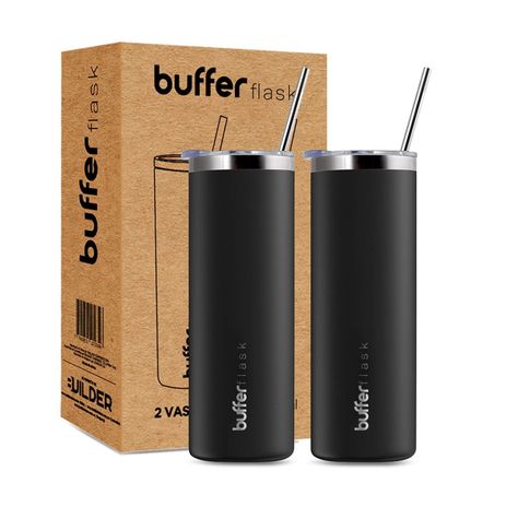 Vasos Termicos Set de 2 Buffer Acero Inoxidable Frío y Calor-0