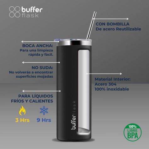 Vasos Termicos Set de 2 Buffer Acero Inoxidable Frío y Calor-1