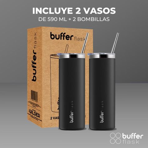 Vasos Termicos Set de 2 Buffer Acero Inoxidable Frío y Calor-3