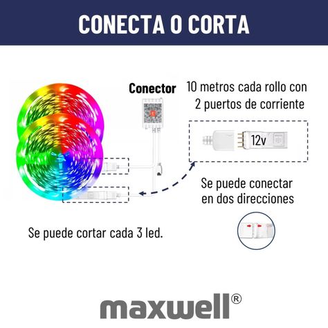 Tira Cinta Luces Led Rgb Bluetooth Maxwell 20 Metros Total-7