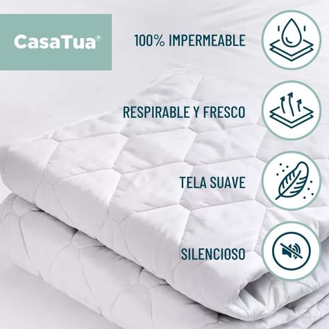 Cubre Colchon Protector Impermeable Elasticos blanco-2