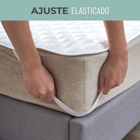 Cubre Colchon Protector Impermeable Elasticos blanco-3