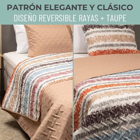 Cubrecama Cobertor Quilt Reversible+funda Almohada 1,5 Plaza-7