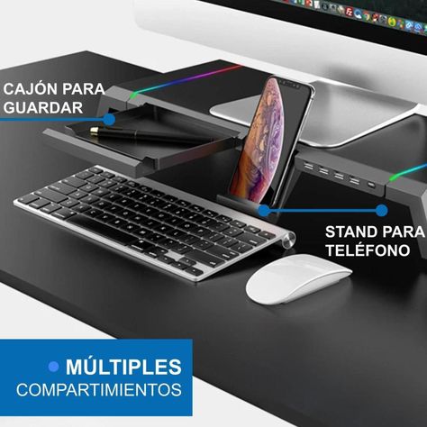 Soporte Monitor RGB Organizador Escritorio Linkon Puerto USB-1