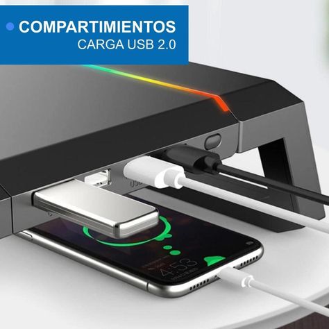 Soporte Monitor RGB Organizador Escritorio Linkon Puerto USB-3