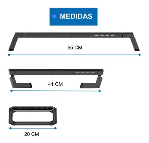 Soporte Monitor RGB Organizador Escritorio Linkon Puerto USB-5