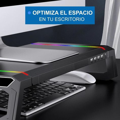 Soporte Monitor RGB Organizador Escritorio Linkon Puerto USB-7