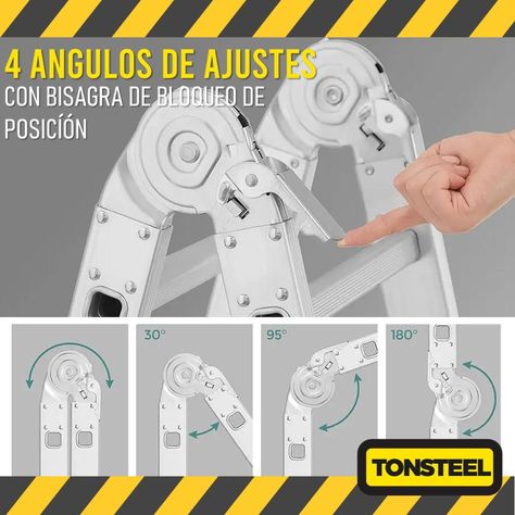 Escalera Multiuso Aluminio Tonsteel Plegable Resistente 3en1-4
