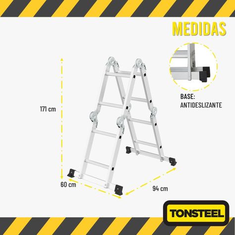 Escalera Multiuso Aluminio Tonsteel Plegable Resistente 3en1-7