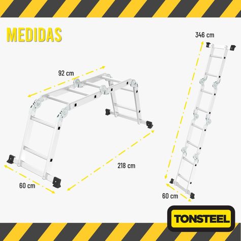 Escalera Multiuso Aluminio Tonsteel Plegable Resistente 3en1-6