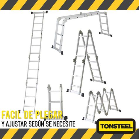 Escalera Multiuso Aluminio Tonsteel Plegable Resistente 3en1-2