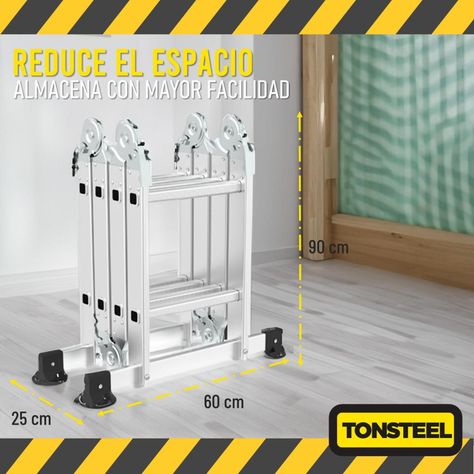Escalera Multiuso Aluminio Tonsteel Plegable Resistente 3en1-5