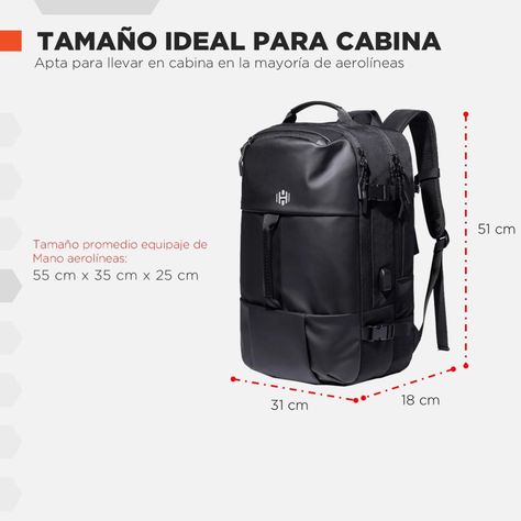 Mochila para Viaje Cabina Hardley Impermeable 28L Ajustable-1