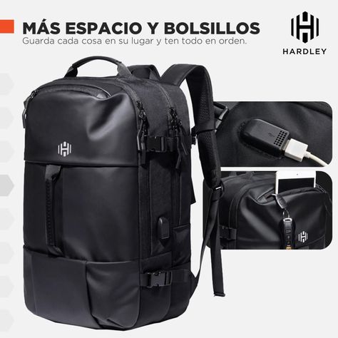 Mochila para Viaje Cabina Hardley Impermeable 28L Ajustable-3