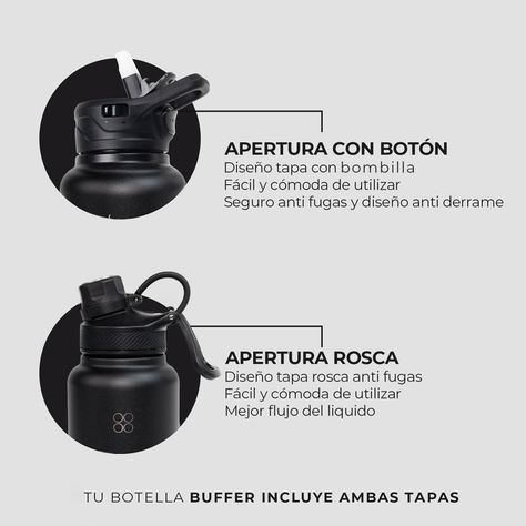 Botella Termica Agua Acero Inox Buffer Paine 1.2 Lts + Tapas-4