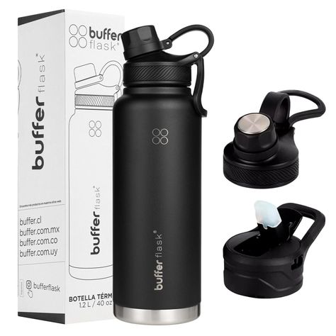 Botella Termica Agua Acero Inox Buffer Paine 1.2 Lts + Tapas-0