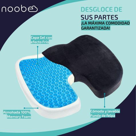 Cojin Lumbar Viscoelastico con Gel Noobe Coxis Asiento Silla-1