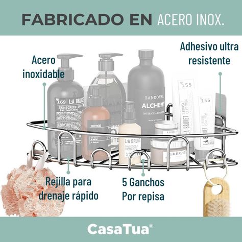 Esquinero Organizador Ducha Baño Adhesivo Set 2 Inoxidable-5
