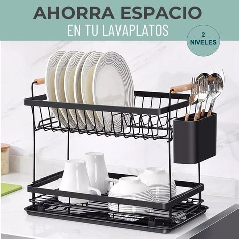 Secaplatos Escurridor Inoxidable 2 Niveles Gran Capacidad-2