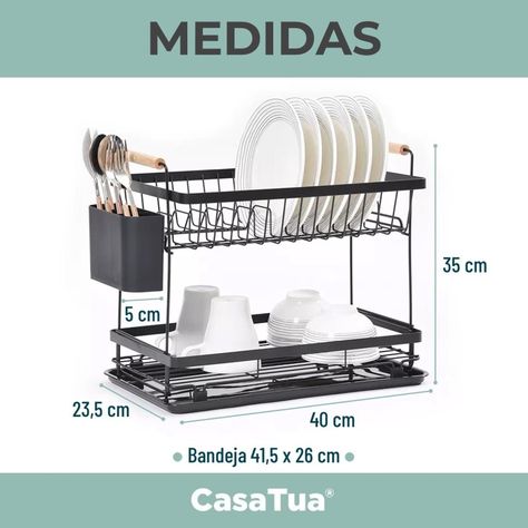 Secaplatos Escurridor Inoxidable 2 Niveles Gran Capacidad-5