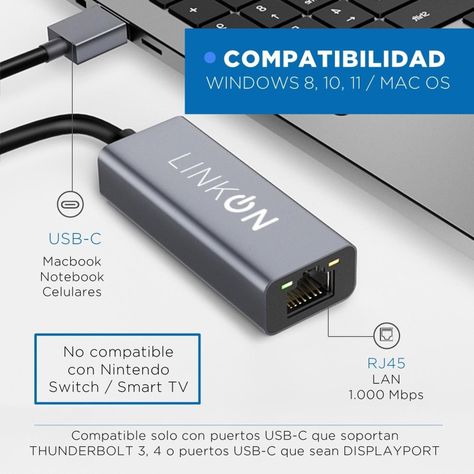 Adaptador Usb 3 a Rj45 Linkon Lan Ethernet 10/100/1000 Mbps-3