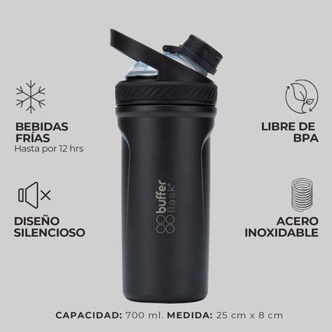 Shaker Vaso Proteina Mezclador Termico Buffer Acero Inox-4
