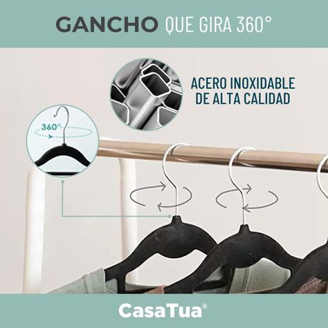 Colgadores De Ropa Casatua Set 20 Terciopelo Antideslizante-5