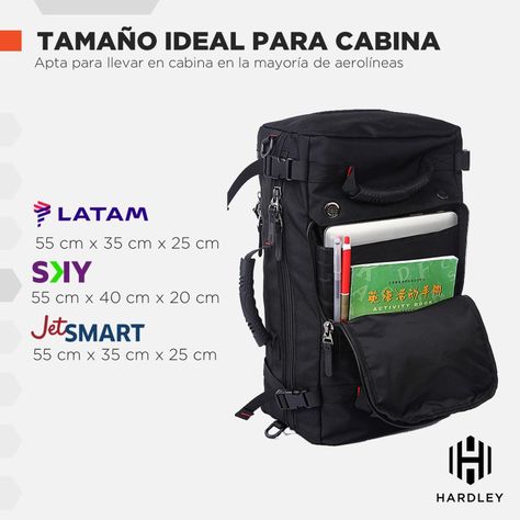 Mochila Bolso Viaje Hardley 40L Multiuso Notebook Avion-2