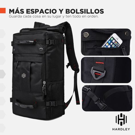 Mochila Bolso Viaje Hardley 40L Multiuso Notebook Avion-5